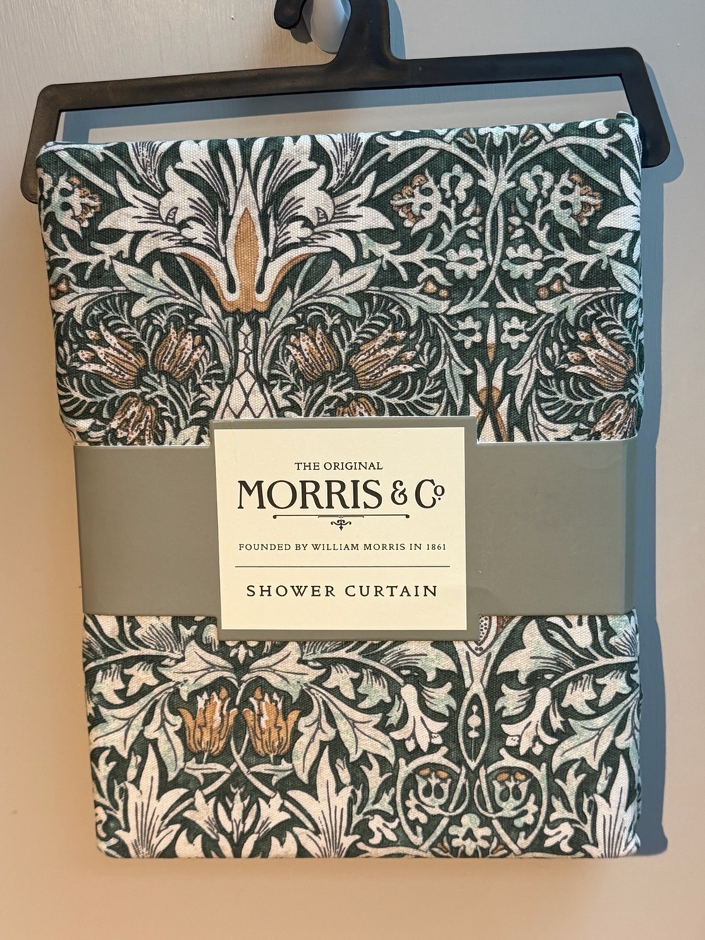 Morris & Co. NWT Classic Morris & Co Floral Shower Curtain Cream & Blue 72"× 72